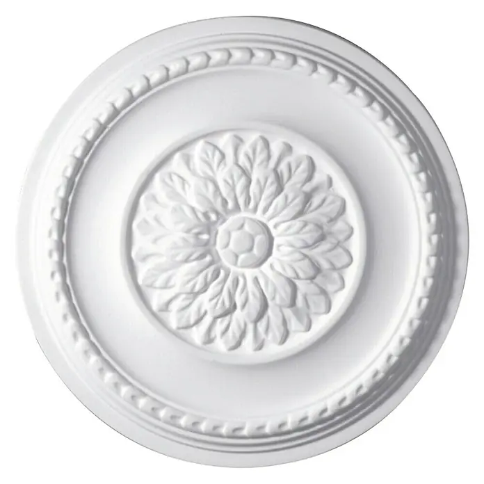 Rosette Rosa - 37 cm, Expandiertes Polystyrol (EPS), Modern, Weiß - Vorderansicht