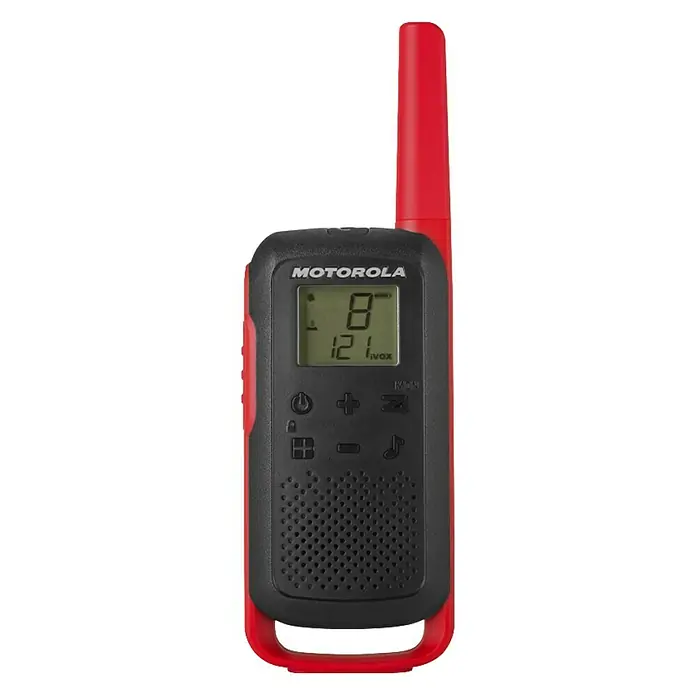 Motorola Solutions Walkie Talkie Talkabout T62 - Reichweite ca.: 8 km, Rot/Schwarz - Detailaufnahme