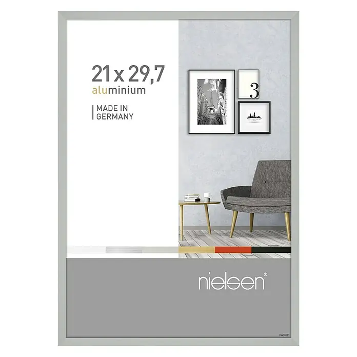 Nielsen Bilderrahmen Pixel - Mattsilber, 21 x 29,7 cm, Aluminium - Vorderansicht