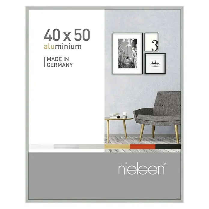 Nielsen Bilderrahmen Pixel - Mattsilber, 40 x 50 cm, Aluminium - Vorderansicht