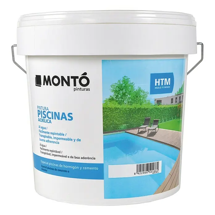 Montó Pintura para piscinas al agua HTM - Blanco, 4 l, Mate sedoso