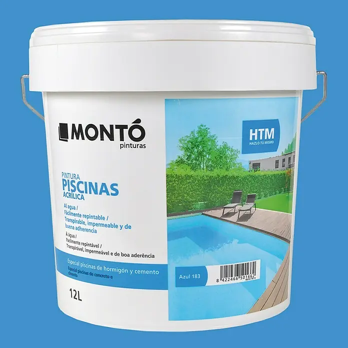 Montó Pintura para piscinas al agua HTM - Azul, 12 l, Mate sedoso