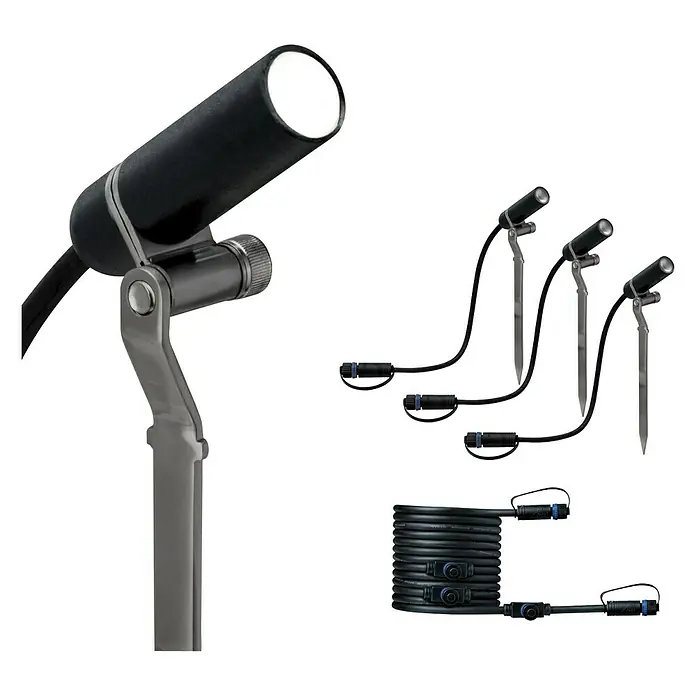 Paulmann Plug & Shine Set de luces de jardín LED Plantini - 2,5 W, 1 luz, Enchufe IP44 con contacto de toma a tierra, IP44 - Vista frontal