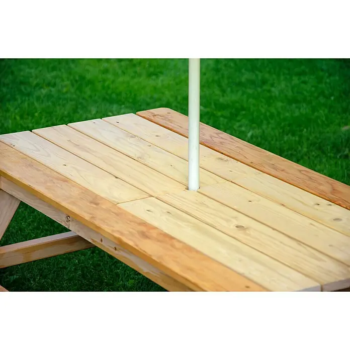 Dobar Kinder-Picknicktisch - L x B x H: 107 x 94 x 50,5 cm, Naturbraun - Detailaufnahme