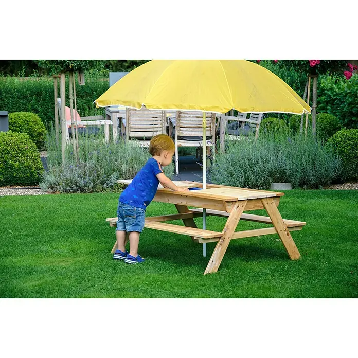 Dobar Kinder-Picknicktisch - L x B x H: 107 x 94 x 50,5 cm, Naturbraun - Stimmungsaufnahme