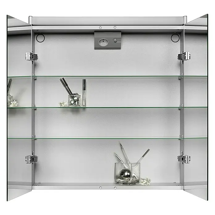 Jokey Spiegelschrank DekorAlu - B x H: 65,4 x 72 cm, Mit Beleuchtung, Aluminium, Farblos - Detailaufnahme