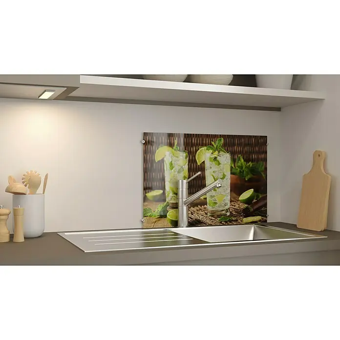 CUCINE Küchenrückwand - Caipirinha, 60 x 40 cm, Stärke: 6 mm, Einscheibensicherheitsglas (ESG) - Linke Seitenansicht