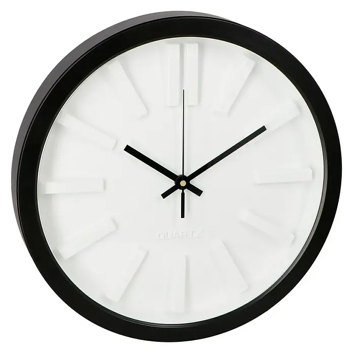Wanduhr rund - Schwarz, Durchmesser: 33 cm - Rechte Seitenansicht