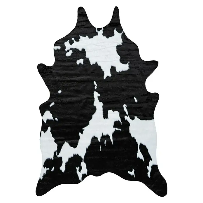 Deko-Kunstfell Rodeo - Kuh, Schwarz/Weiß, 200 x 150 cm, 100 % Polyester - Ansicht von oben