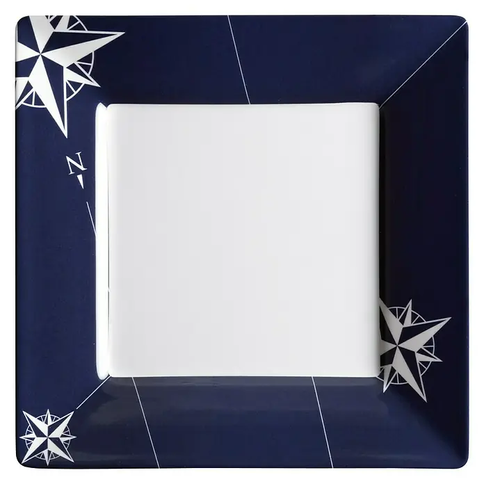 Marine Business Northwind Plato sopa - 6 uds., Plástico, Blanco, Azul, Cuadrado