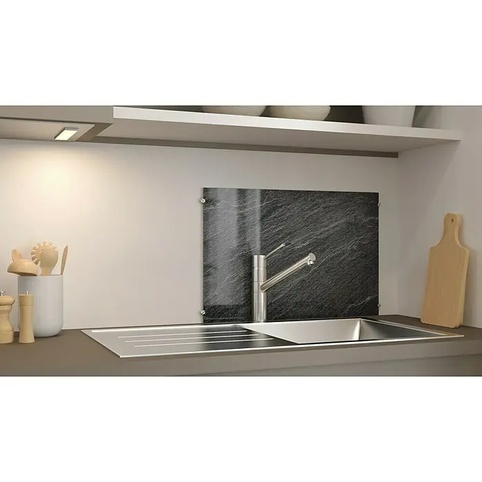 CUCINE Küchenrückwand - Schiefer, 60 x 40 cm, Stärke: 6 mm, Einscheibensicherheitsglas (ESG) - Linke Seitenansicht