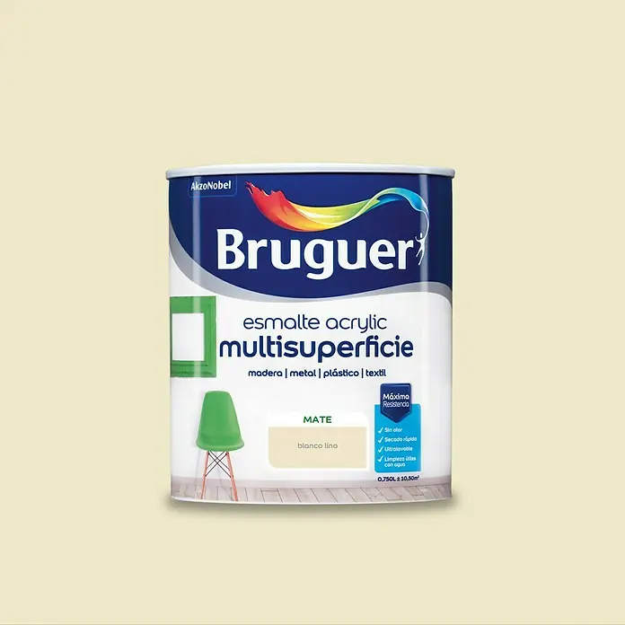 Bruguer Esmalte de color Acrylic Multisuperficie - Lino, 750 ml, Mate