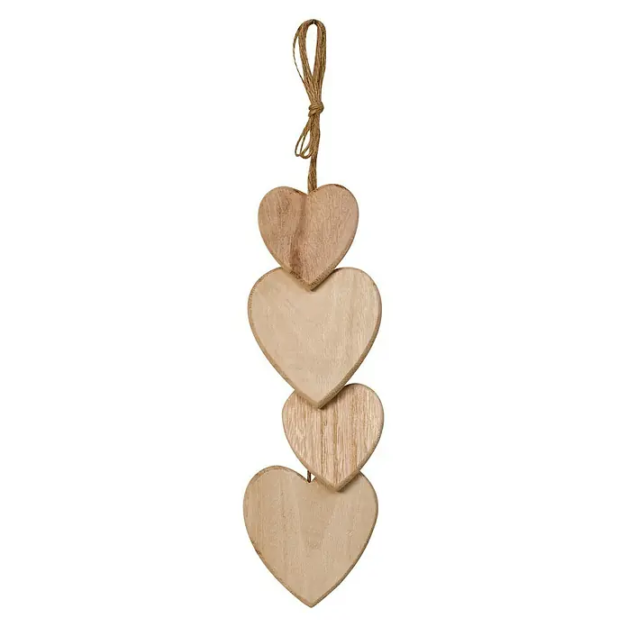 Artemio Pieza decorativa 4 corazones 2 pequeños + 2 grandes - Madera, 8 x 8,5 cm