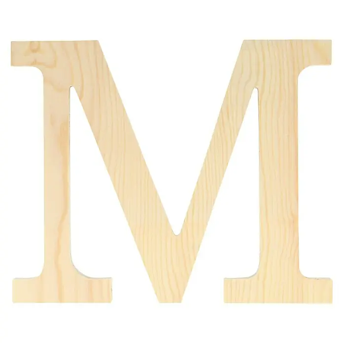 Artemio Letra de madera - Motivo: M, L x An x Al: 11,5 x 1 x 11,5 cm, Madera