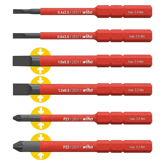 Wiha Bit-Set slimBit electric - 6 -tlg. - Vorderansicht