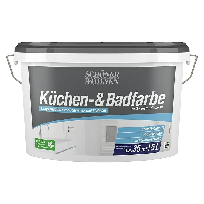 SCHÖNER WOHNEN-Farbe Bad- & Küchenfarbe - Weiß, 5 l, Matt