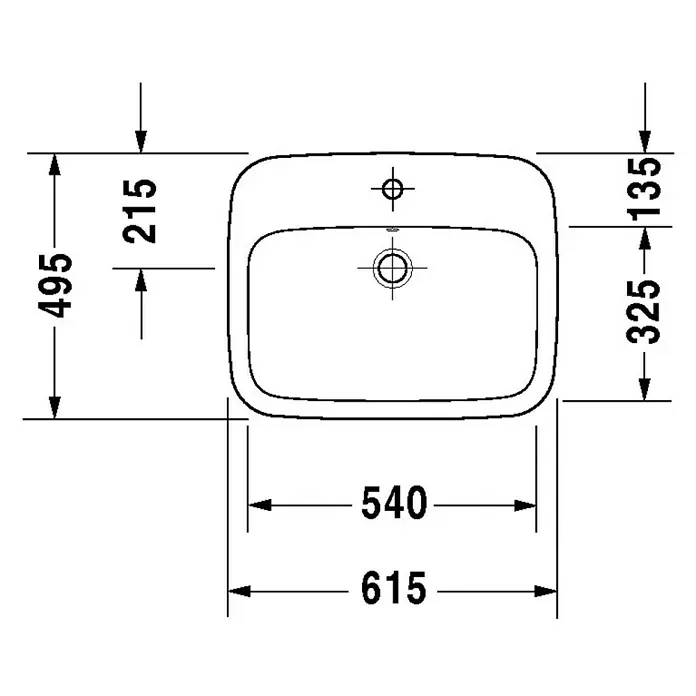 Duravit DuraStyle Einbauwaschbecken - 61,5 x 49,5 cm, Mit schmutzabweisender Glasur, Hahnloch: Mitte, Mit Überlauf, Weiß