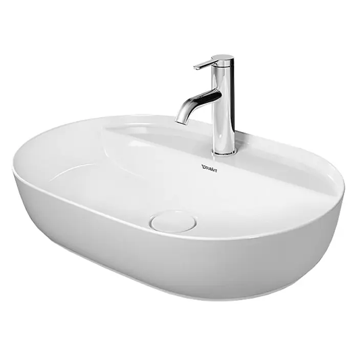 Duravit Luv Aufsatzwaschbecken - 60 x 40 cm, Ohne Spezialglasur, Hahnloch: Mitte, Ohne Überlauf, Weiß - Vorderansicht