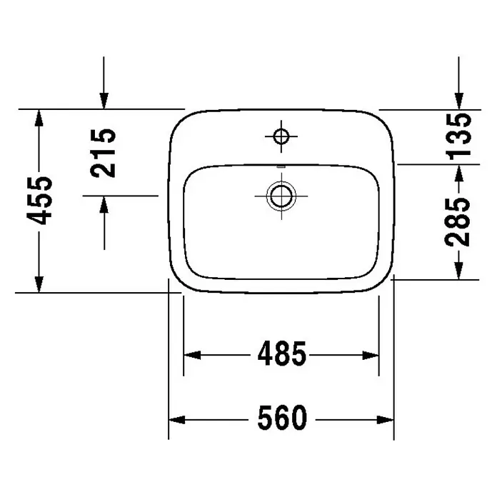 Duravit DuraStyle Einbauwaschbecken - 56 x 45,5 cm, Mit schmutzabweisender Glasur, Hahnloch: Mitte, Mit Überlauf, Weiß