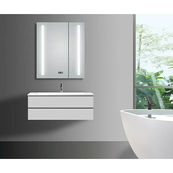 DSK LED-Spiegelschrank Aluminio Sun - B x H: 60 x 70 cm, Mit Beleuchtung, Aluminium - Stimmungsaufnahme