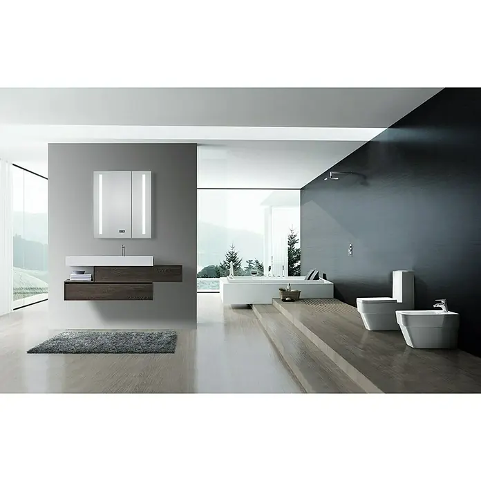 DSK LED-Spiegelschrank Aluminio Sun - B x H: 60 x 70 cm, Mit Beleuchtung, Aluminium - Stimmungsaufnahme
