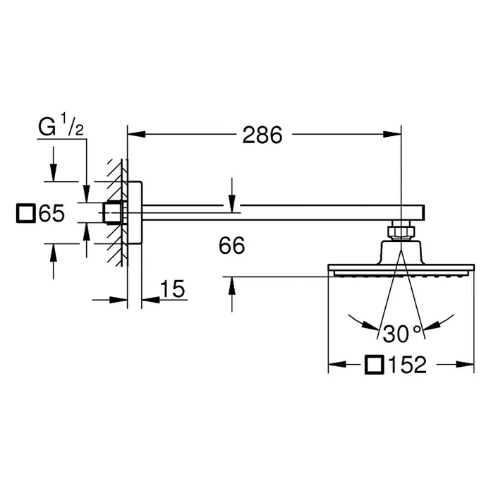 Grohe Euphoria Cube Kopfbrausen-Set - 15,2 x 15,2 cm, 9,5 l/min bei 3 bar, Chrom - Vorderansicht