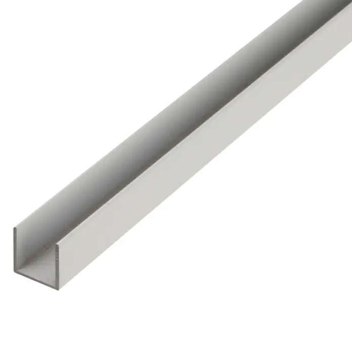Perfil en U cuadrado - L x An x Al: 2.600 x 10 x 10 mm, Espesor: 1 mm, Aluminio, Blanco