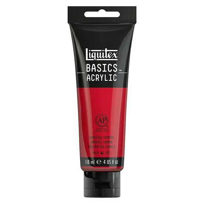 Liquitex Basics Acrylfarbe - Farbe: Naphtholrot, 118 ml, Tube - Vorderansicht