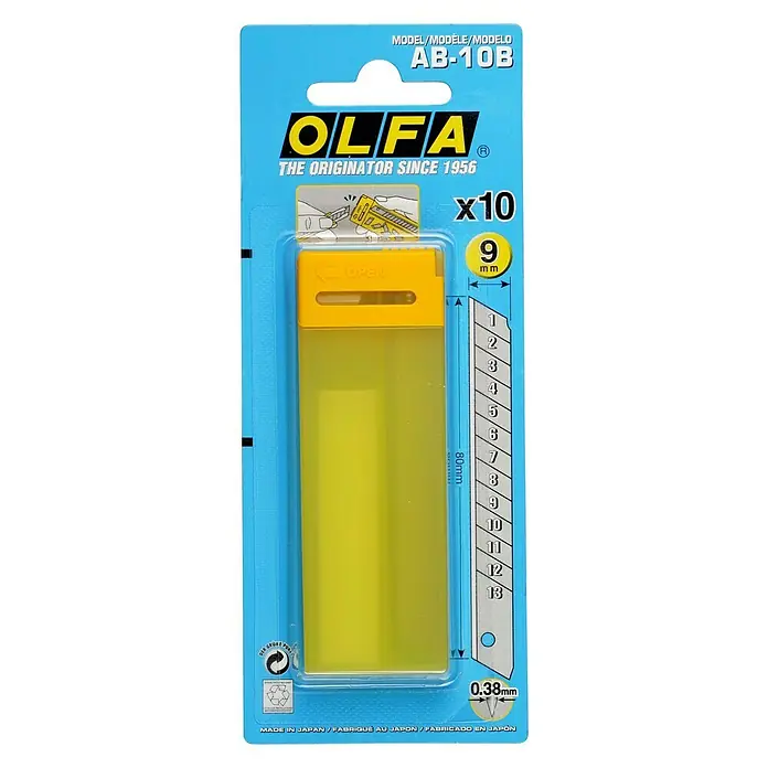 Olfa Abbrechklinge AB - Passend für: OLFA Cuttermesser XA-1, OLFA Cuttermesser A-1, 10 Stk. - Vorderansicht