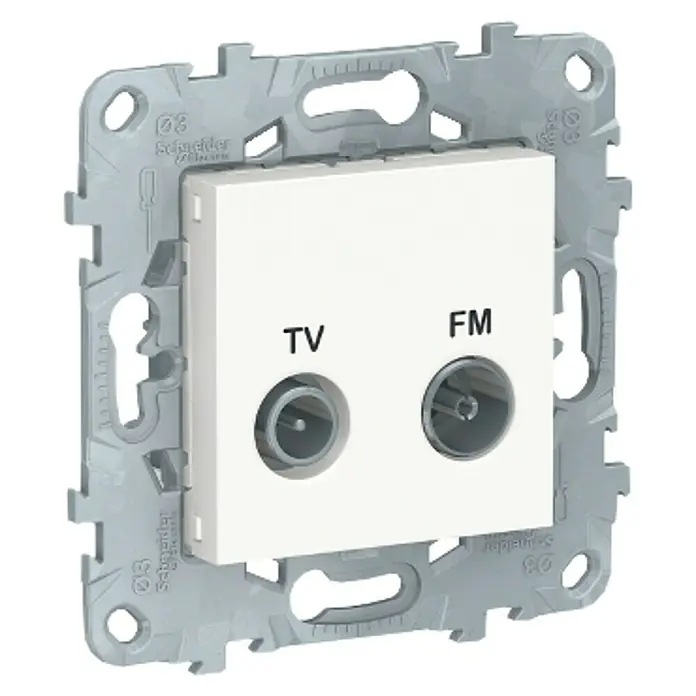 Schneider Electric New Unica Toma TV final - Blanco polar, Montaje en la pared
