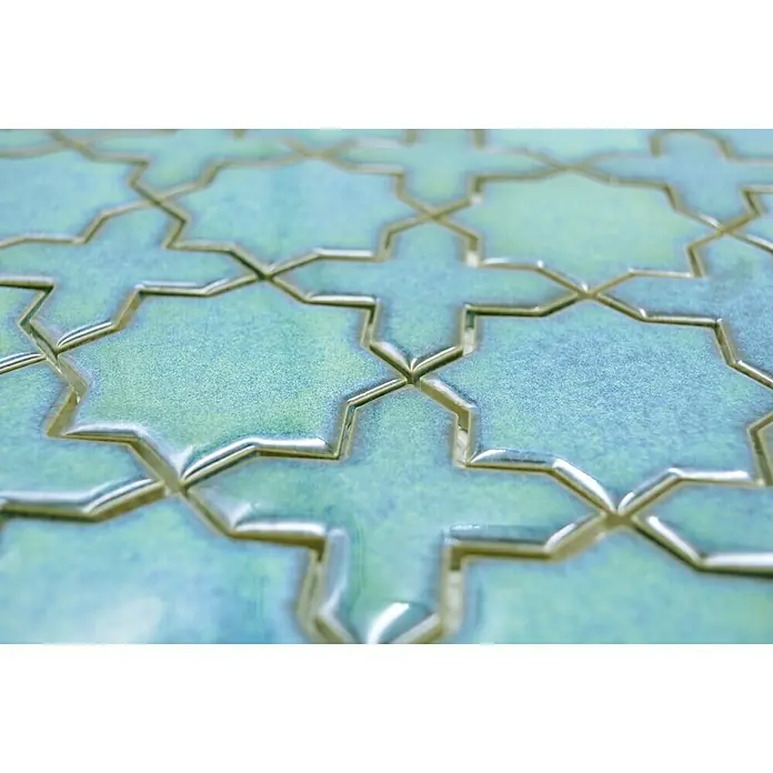 Mosaikfliese Starmix CG SXS 10 - 29,6 x 29,6 cm, Grün, Glänzend - Detailaufnahme