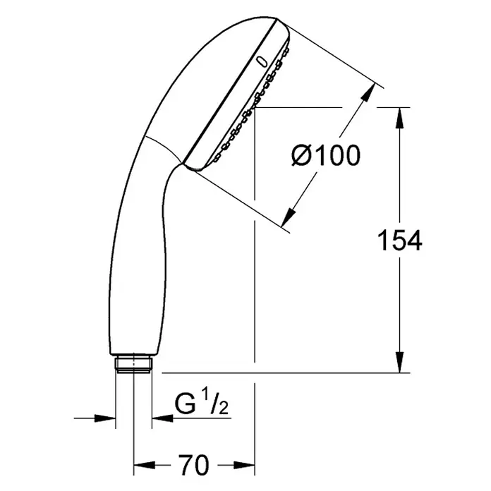 Grohe Handbrause Tempesta 100 - Anzahl Funktionen: 1 Stk., 9,5 l/min bei 3 bar, Chrom - Vorderansicht