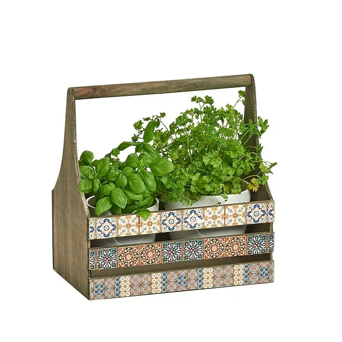 Zeller Present Aufbewahrungsbox Deko-Kiste mit Griff Mosaik - L x B x H: 310 x 190 x 320 mm - Rechte Seitenansicht