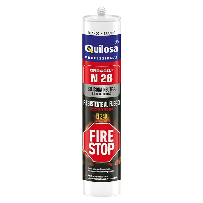 Quilosa Silicona de alta temperatura Orbasil N 28 Fire Stop - Blanco, 300 ml