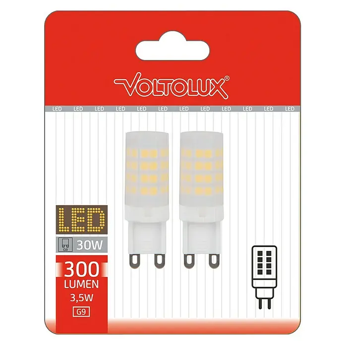 Voltolux Bombilla LED - 2 uds., G9, 3,5 W, Color de luz: Blanco cálido, No regulable