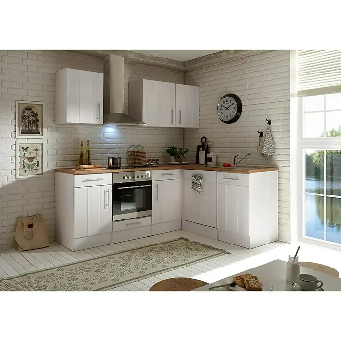 Respekta Premium Kutna kuhinja - 172 x 220 cm, Imitacija bijelog ariša