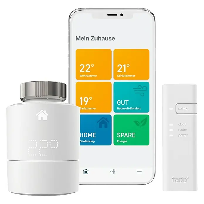 Tado Smartes Termostato de radiador Starter Kit V3+IN - Control inteligente: App Tado, 2 pzs.