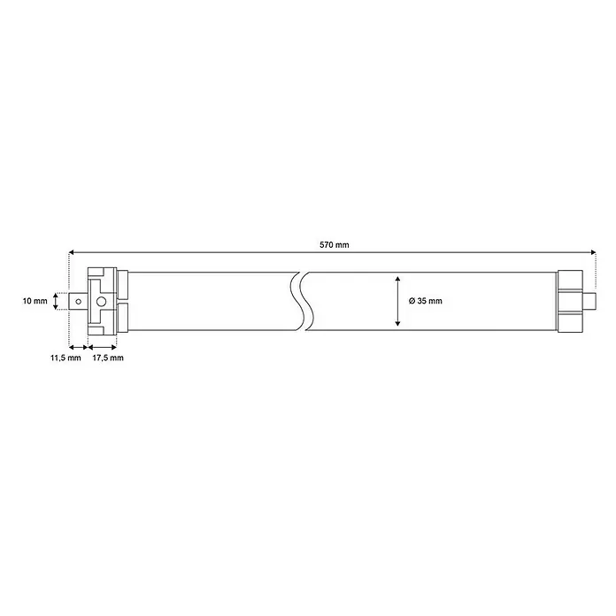 Schellenberg Funk-Rohrmotor Premium 6 Mini - Max. Rollladenfläche: 4 m² bei Kunststoffrollläden, Einbaulänge: 570 mm, Zugkraft: 15 kg