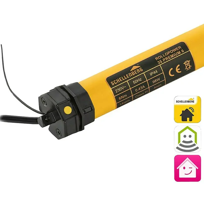 Schellenberg Funk-Rohrmotor Premium 6 Mini - Max. Rollladenfläche: 4 m² bei Kunststoffrollläden, Einbaulänge: 570 mm, Zugkraft: 15 kg