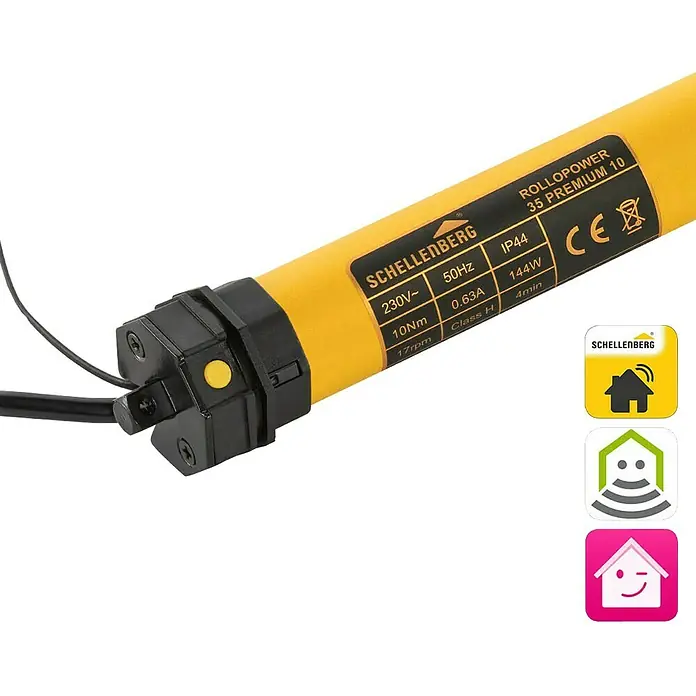 Schellenberg Funk-Rohrmotor Premium 10 Mini - Max. Rollladenfläche: 6 m² bei Kunststoffrollläden, Einbaulänge: 570 mm, Zugkraft: 25 kg