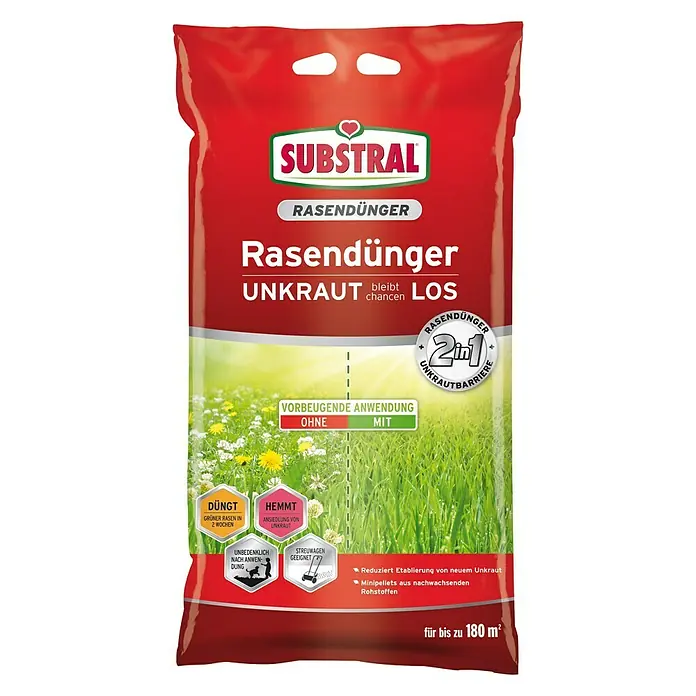 Substral Rasendünger Unkraut bleibt chancenLOS - 9,1 kg, Inhalt ausreichend für ca.: 180 m² - Vorderansicht