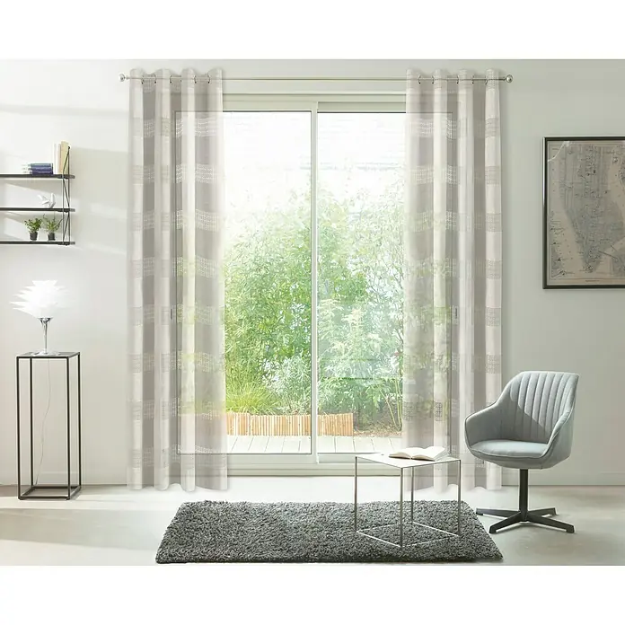 Cortina con ollaos Ana Ray - 140 x 250 cm, 100% poliéster, Crudo