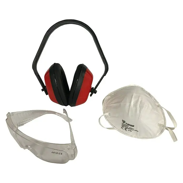 Auriculares de protección con mascarilla y gafas - 3 pzs.