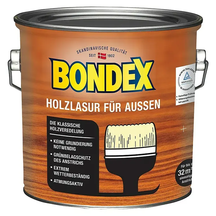 Bondex Holzlasur für Außen - Kiefer, Seidenmatt, 2,5 l, Lösemittelbasiert, Alkydharz