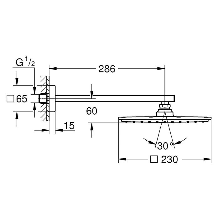 Grohe Kopfbrausen-Set Rainshower Allure 210 - 23 x 23 cm, 12 l/min bei 3 bar, Chrom - Vorderansicht