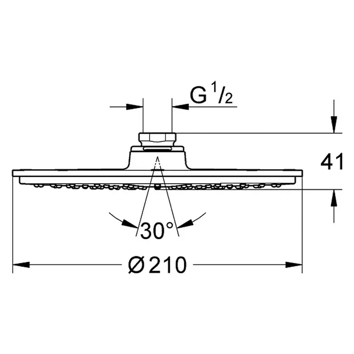Grohe Kopfbrause Rainshower Cosmopolitan 210 - Durchmesser: 21 cm, 18 l/min bei 3 bar, Anzahl Funktionen: 1 Stk., Chrom - Vorderansicht
