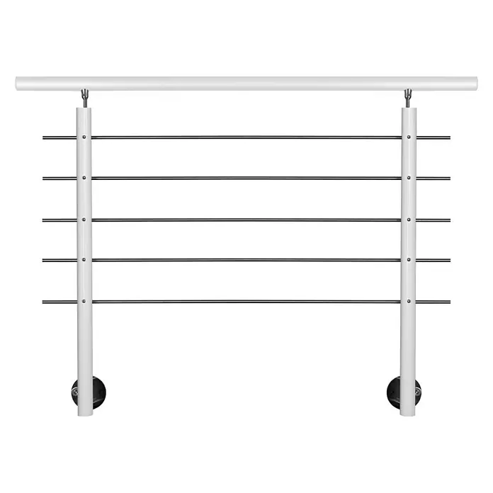 Treba Frewa Geländer-Set AG7 - Seitenmontage, Aluminium, Weiß, Silber, Länge: 1.500 mm - Vorderansicht