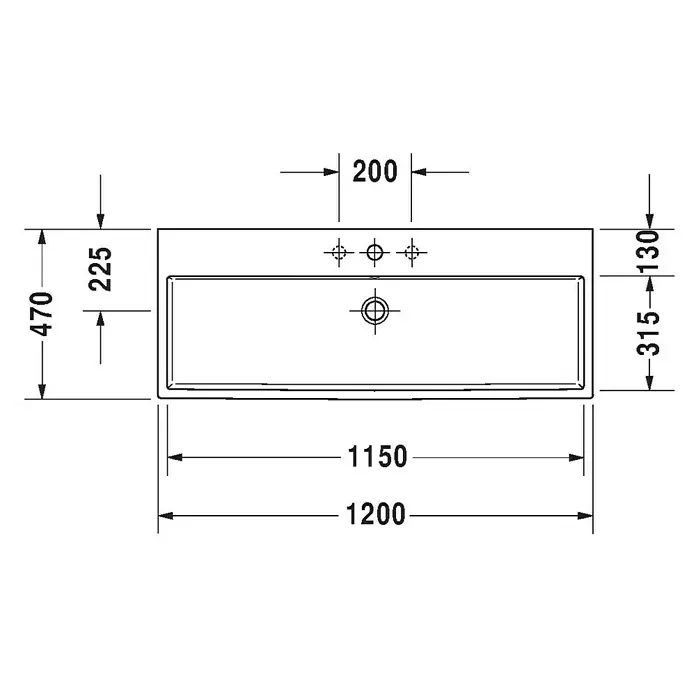Duravit Vero Air Waschtisch - 120 x 47 cm, Ohne Spezialglasur, Hahnloch: Mitte, Überlauf: Mit Überlauf, Weiß, Geschliffen