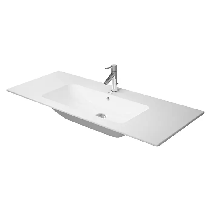 Duravit ME by Starck Waschtisch Typ 1 - 123 x 49 cm, Mit schmutzabweisender Glasur, Hahnloch: Mitte, Mit Überlauf, Weiß - Vorderansicht