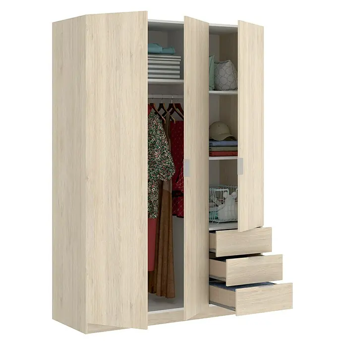 Armario para ropa Essen con cajones - L x An x Al: 52 x 121 x 184 cm, Natural